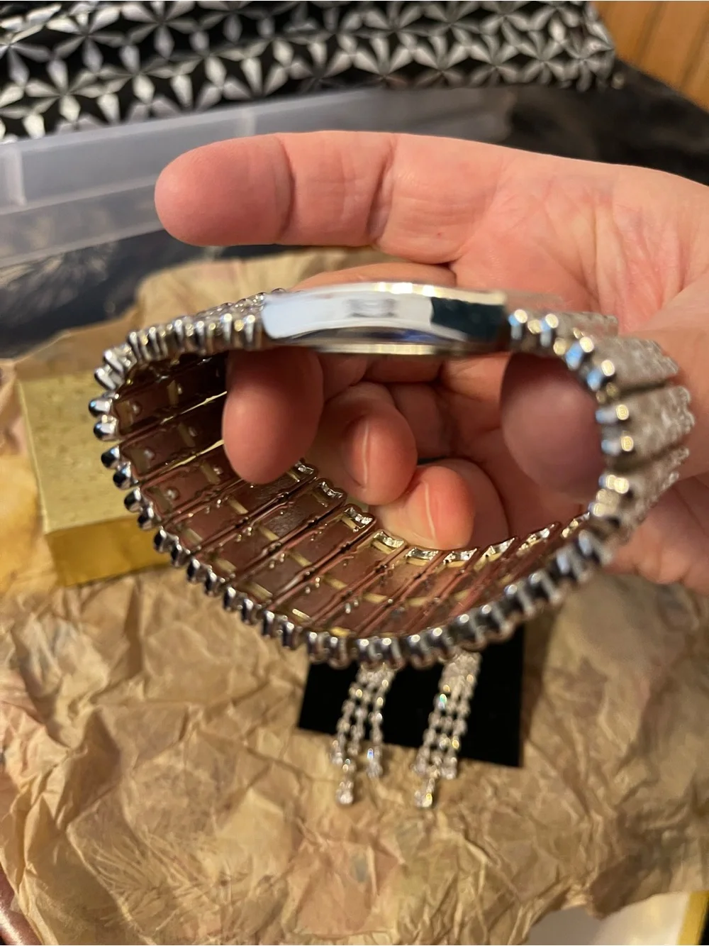 Silver Crystal Bracelet Watch and Earring Set - Sparkling Silver Accessories